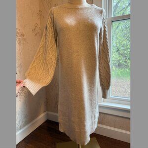 Banana Republic cable sleeve sweater dress oatmeal beige